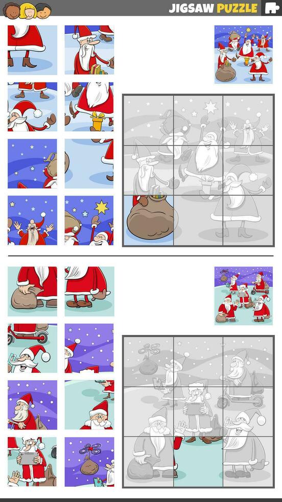 sega puzzle attività impostato con Santa Claus su Natale tempo vettore