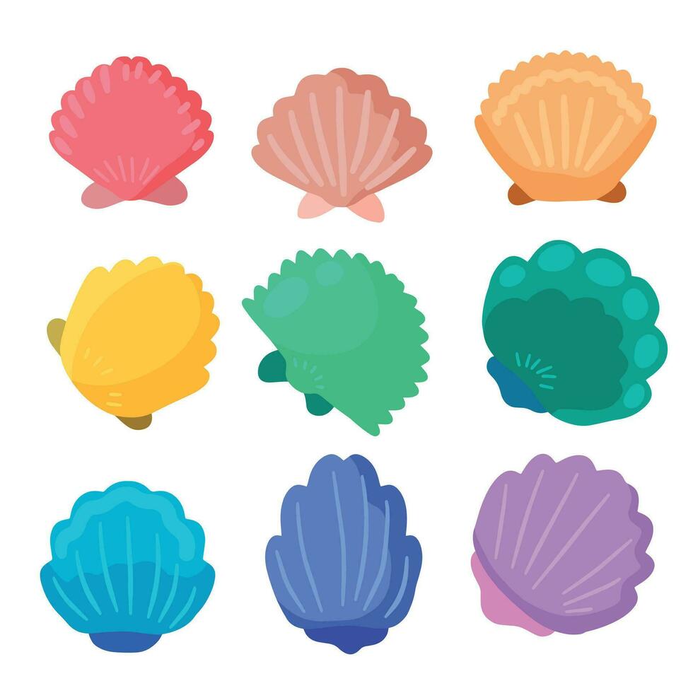 conchiglia nel piatto stile. mare conchiglia di acquatico animale cozza. marino decorazione. cartone animato illustrazione isolato su bianca vettore