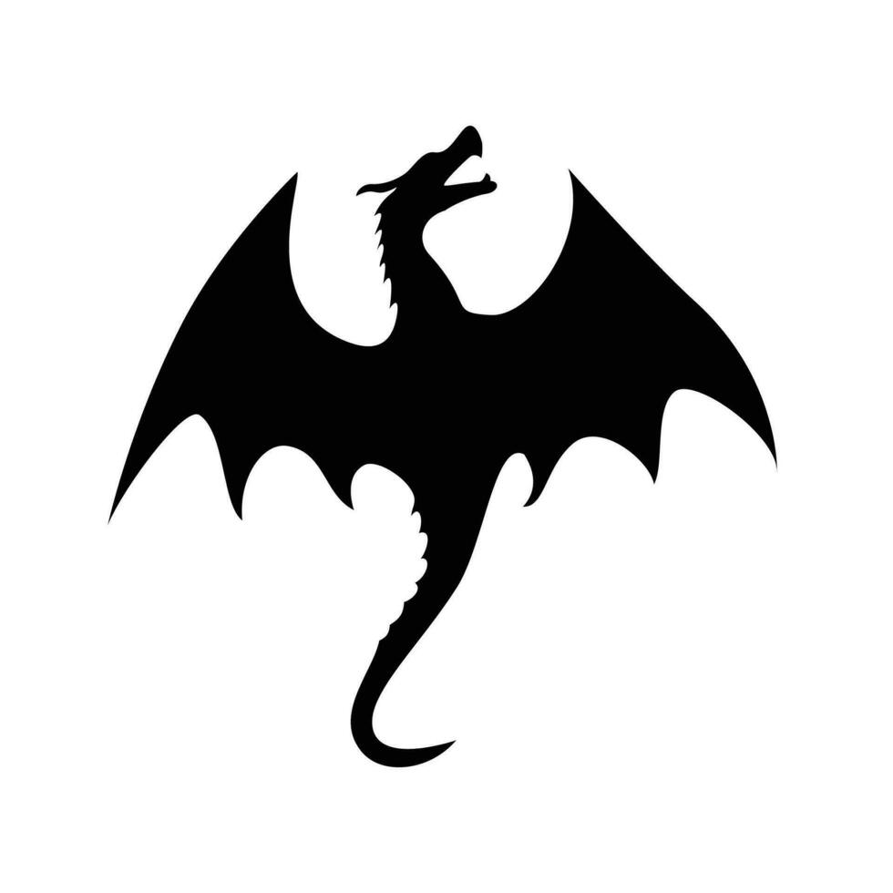 Drago silhouette logo modello vettore illustrazione. mitologia mostro cartello e simbolo.