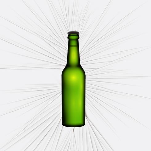 Bottiglia verde realistico di birra, illustrazione vettoriale