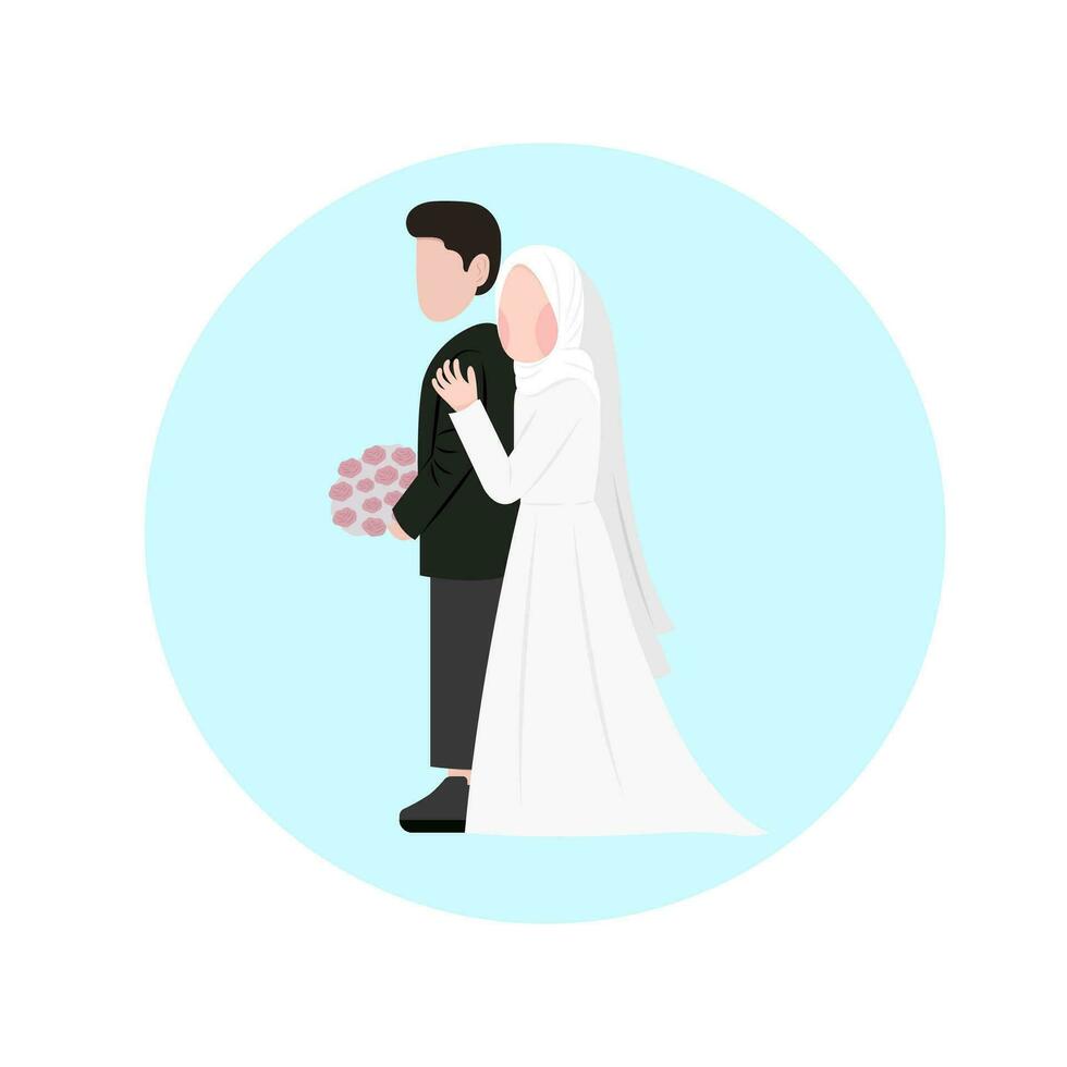illustrazione piana delle coppie di nozze musulmane vettore