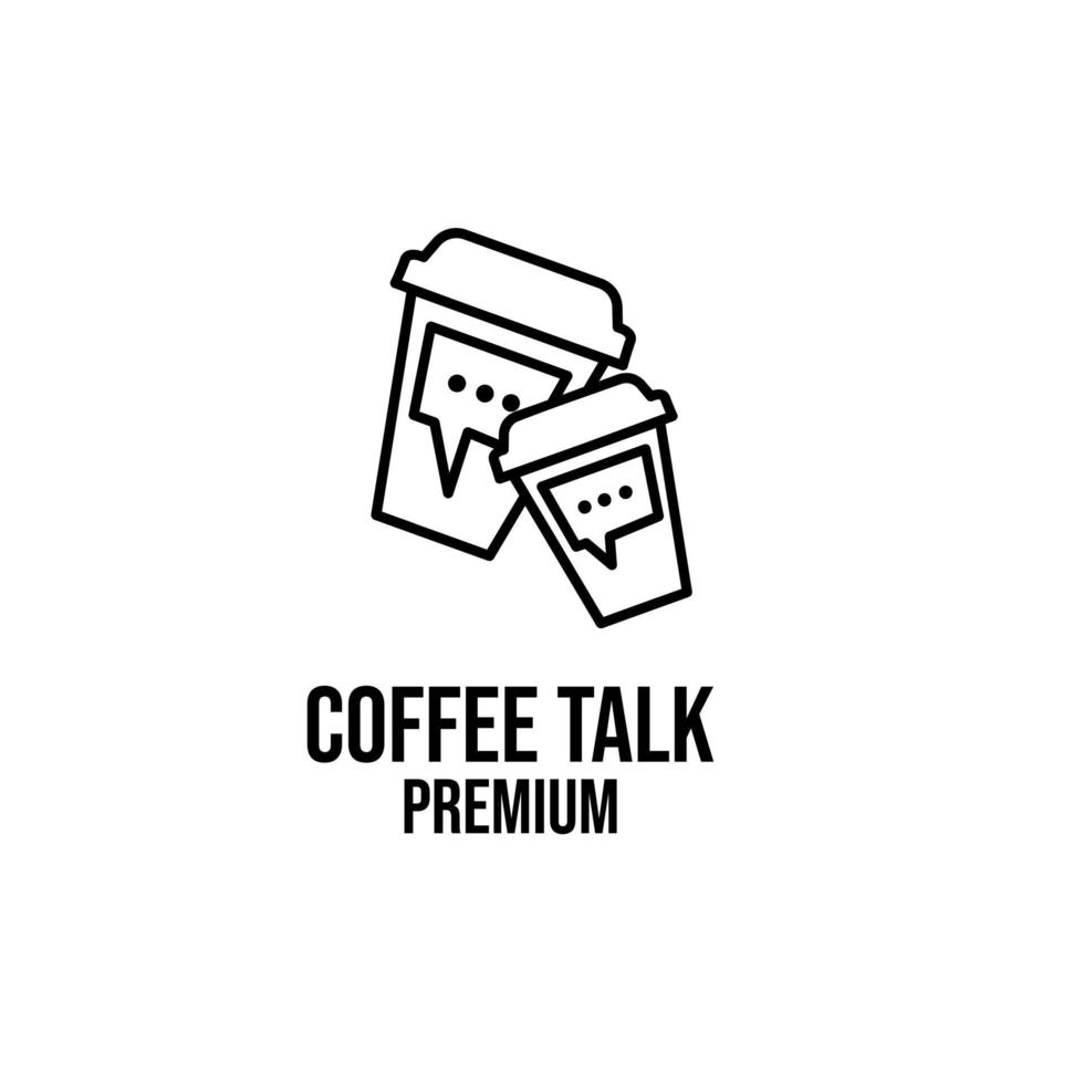 caffè premium parlare semplice logo nero design isolato sfondo vettore