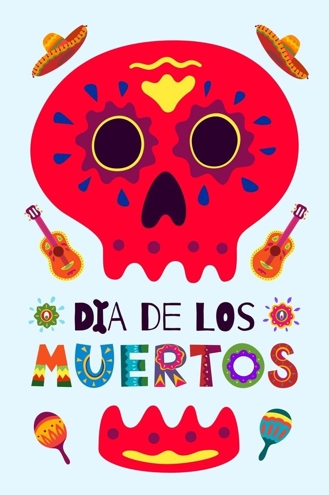 poster messicano del giorno dei morti dia de los muertos vettore