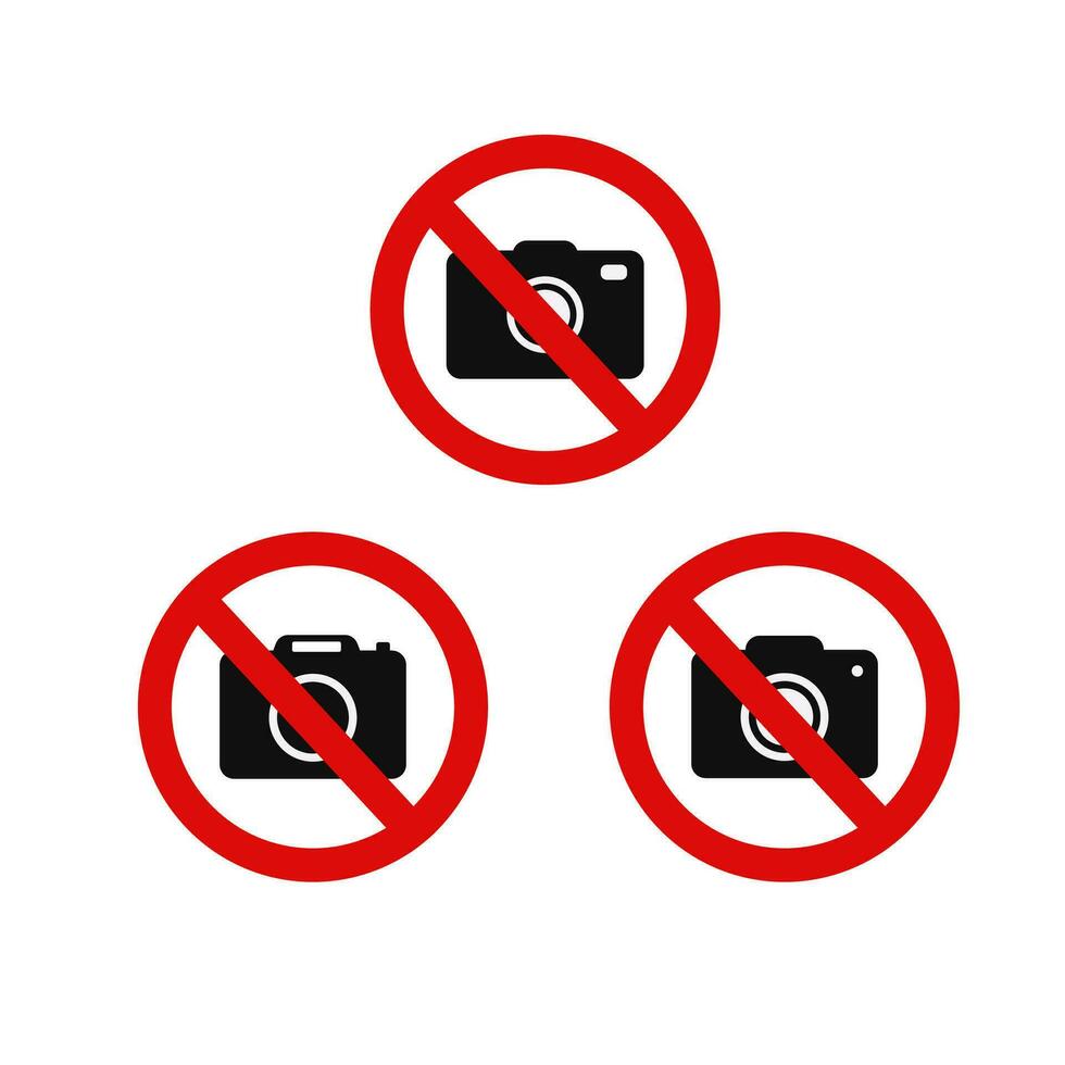 no fotografie, no telecamera segni. no fotografia. no Fotografare divieto cartello simbolo icona vettore