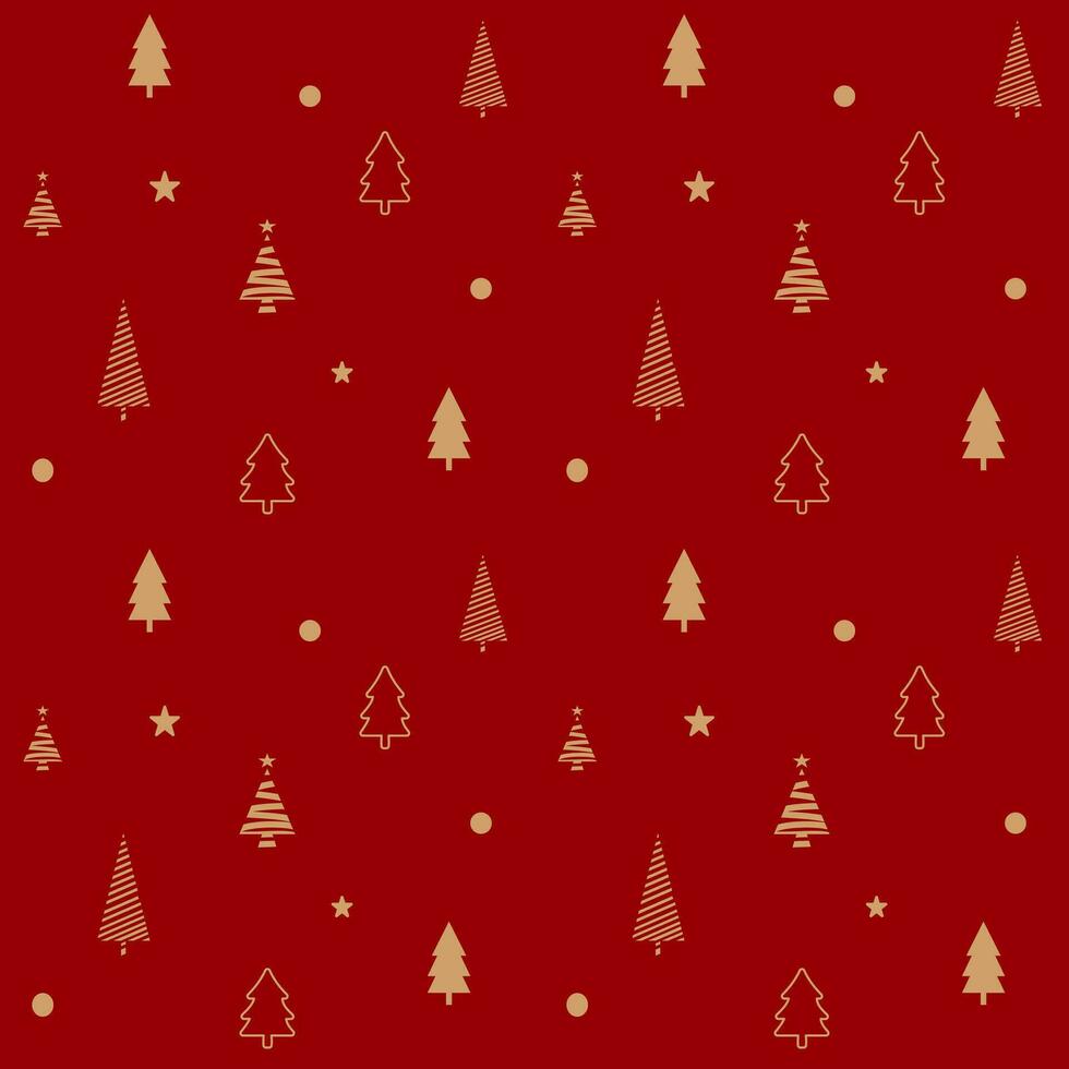 senza soluzione di continuità modello di Natale albero minimo stile nel rosso sfondo vettore