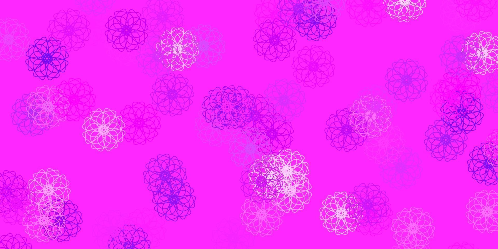 struttura di doodle vettoriale viola chiaro con fiori.