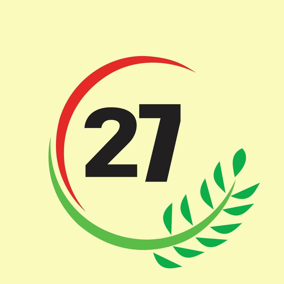 cerchio foglia 27 numero logo vettore