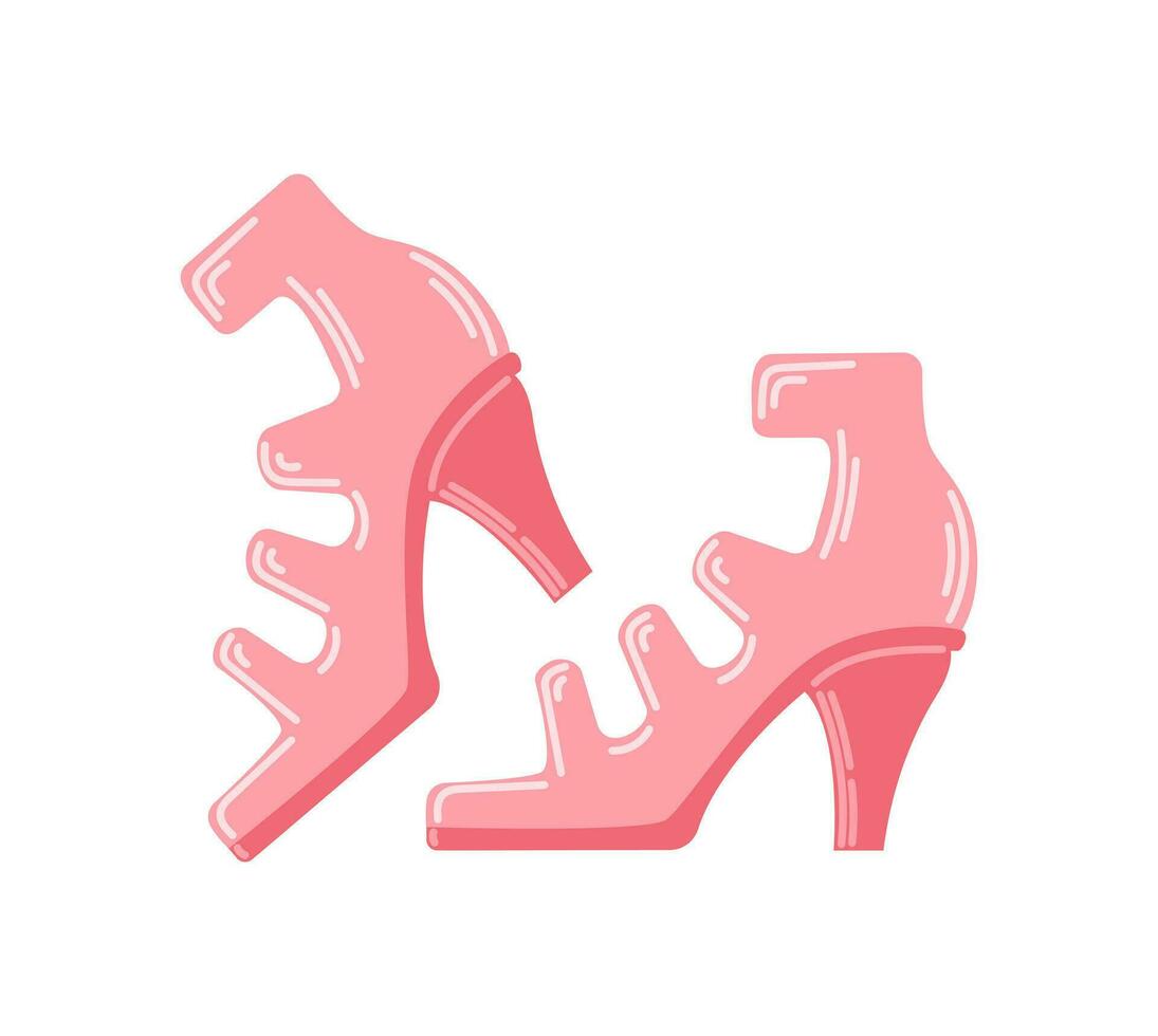 rosa tacco sandali. scarpe per bambole con cinghie. vettore illustrazione nel cartone animato stile. simbolo per icona, logo. vettore illustrazione nel piatto stile per adesivi, design elementi