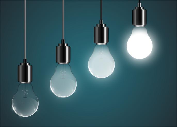 Illustrazione creativa della lampadina su una priorità bassa blu, vettore