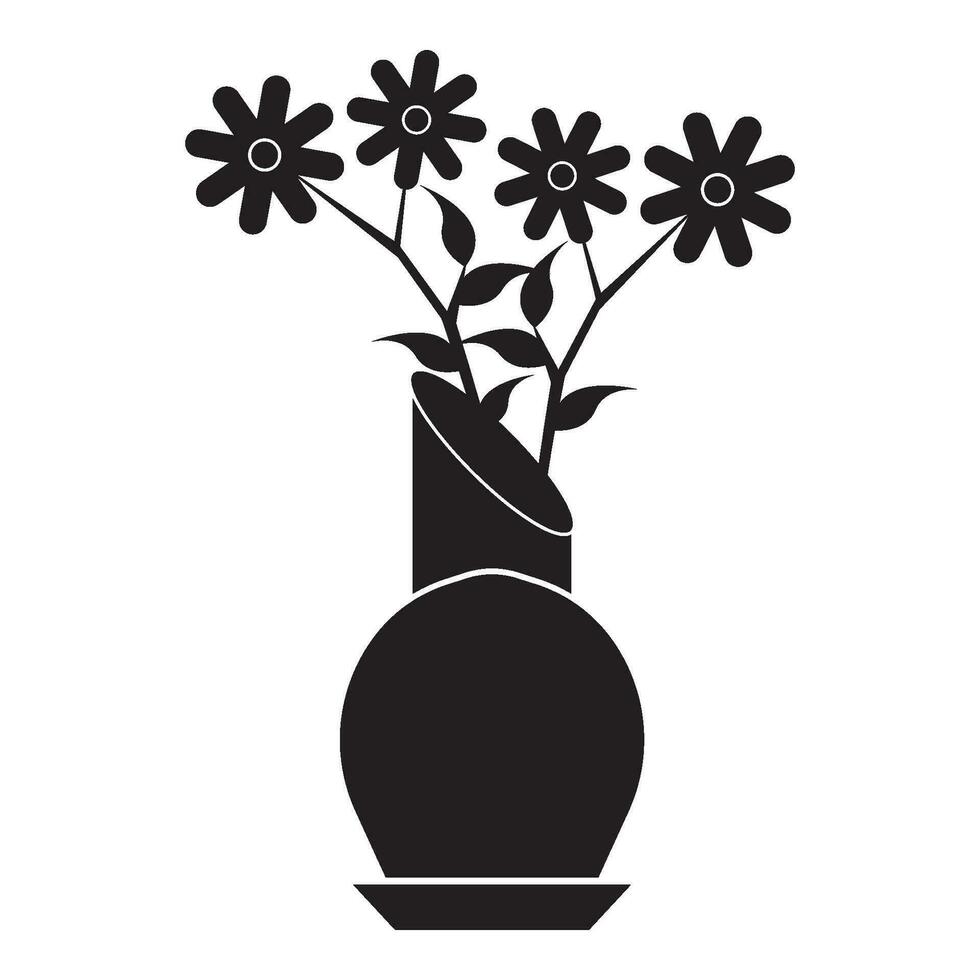 fiore vaso icona logo vettore design modello illustrazione