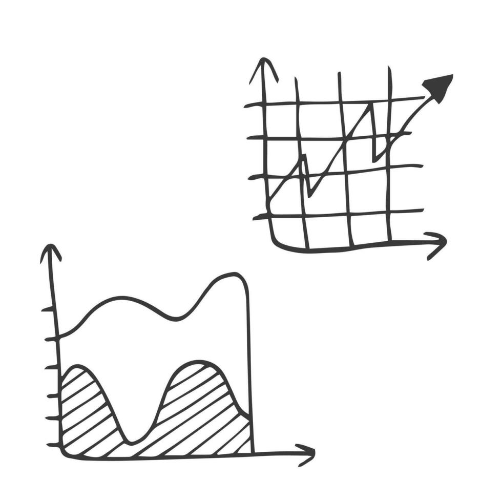 Informazioni grafico e freccia impostato utilizzando scarabocchio arte o mano disegno stile vettore