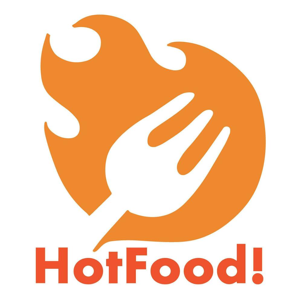 design del logo di cibo caldo vettore