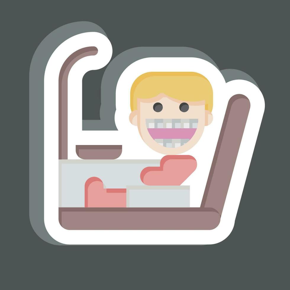 etichetta dentista sedia. relazionato per dentista simbolo. semplice design modificabile. semplice illustrazione vettore