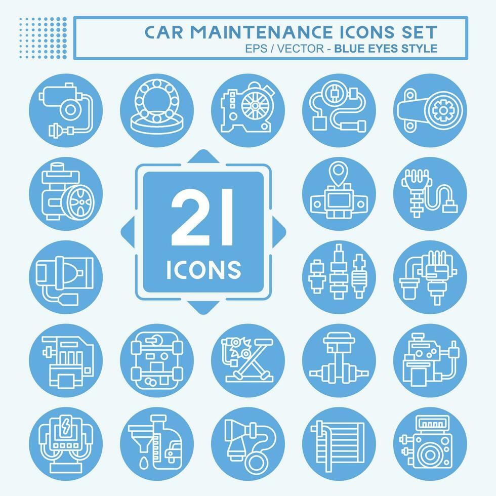 icona impostato auto Manutenzione. relazionato per settore automobilistico simbolo. blu occhi stile. semplice design modificabile. semplice illustrazione vettore