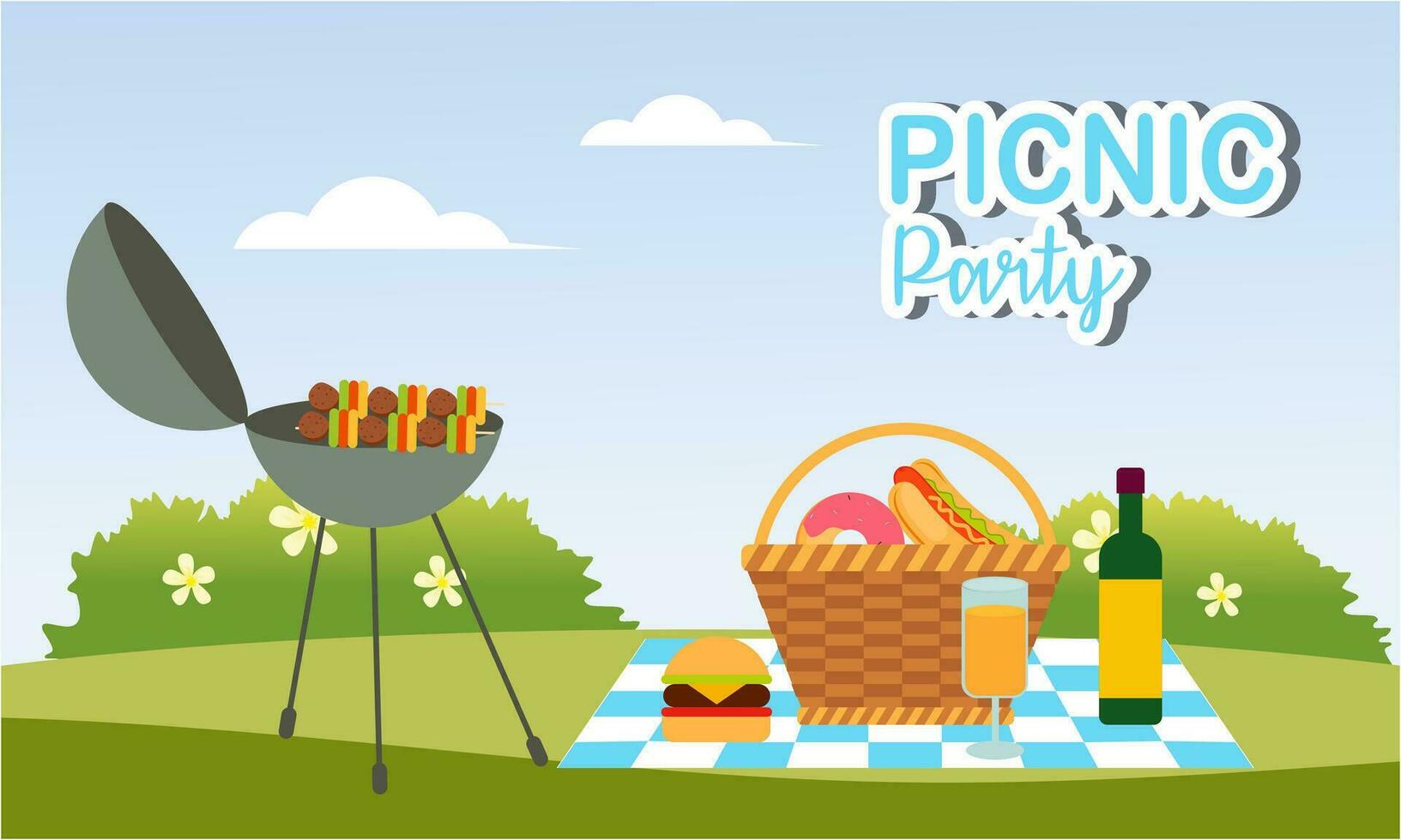 picnic festa celebrazione scena illustrazione vettore