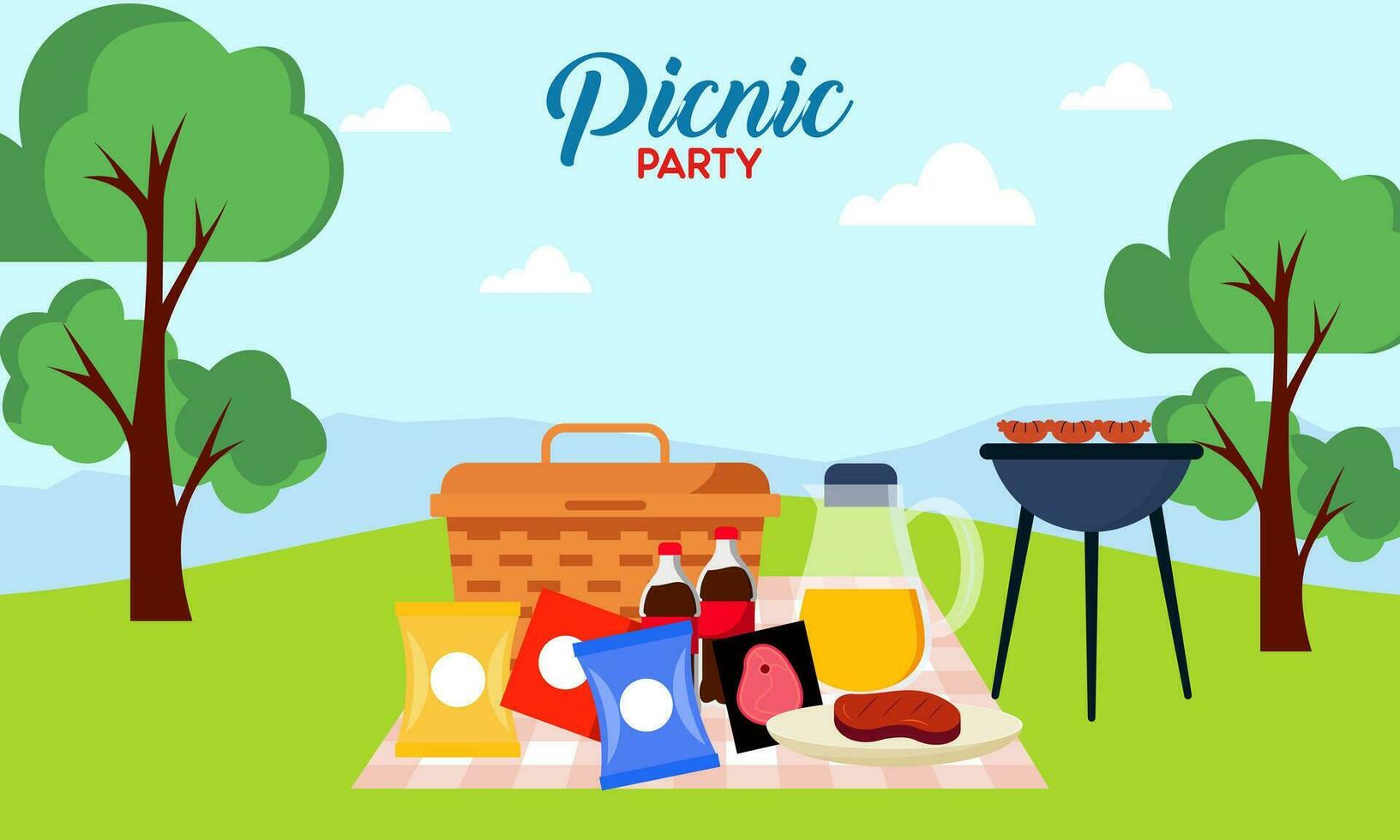 picnic festa celebrazione scena illustrazione vettore