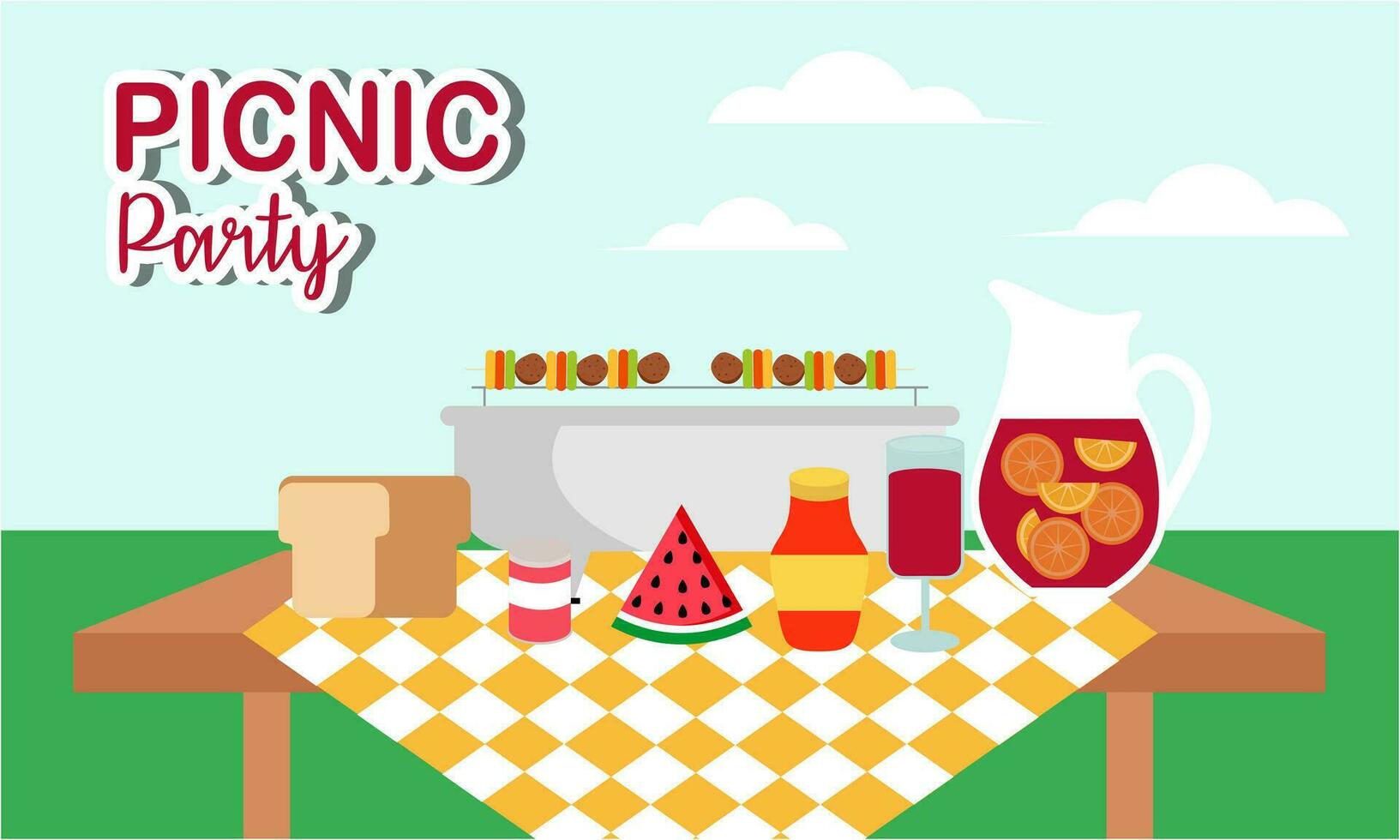 picnic festa celebrazione scena illustrazione vettore