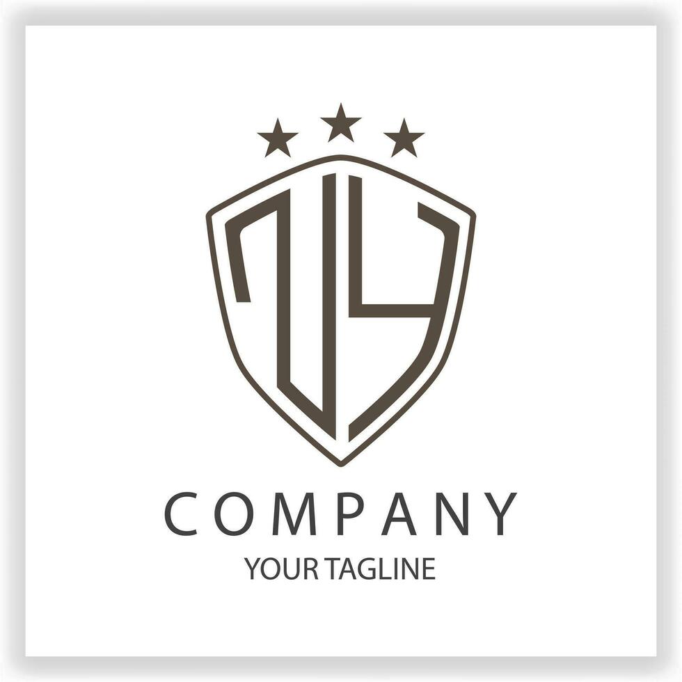 NY logo monogramma con scudo forma isolato nero colori su schema design modello premio elegante modello vettore eps 10