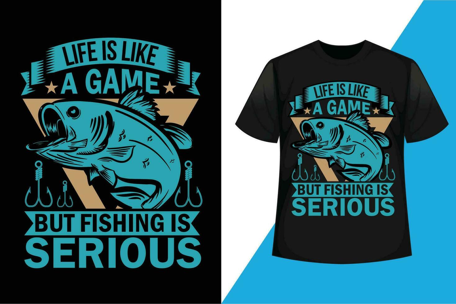 vita è piace un' gioco ma pesca è serio, pesca grafico t camicia design vettore