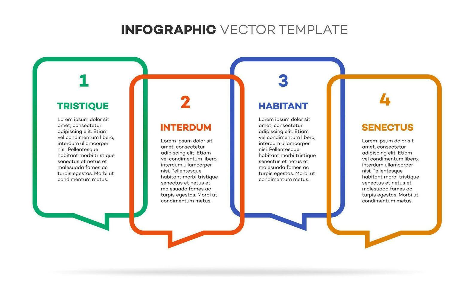 Infografica modello sequenza temporale processi 4 opzione vettore