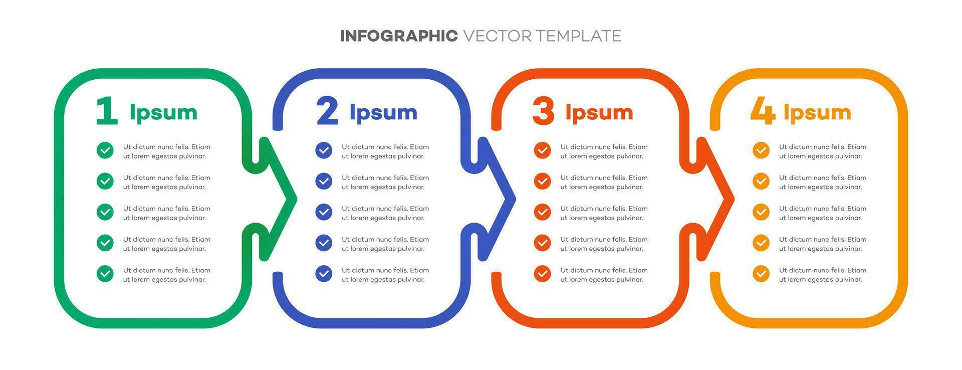 Infografica modello sequenza temporale processi 4 opzione vettore