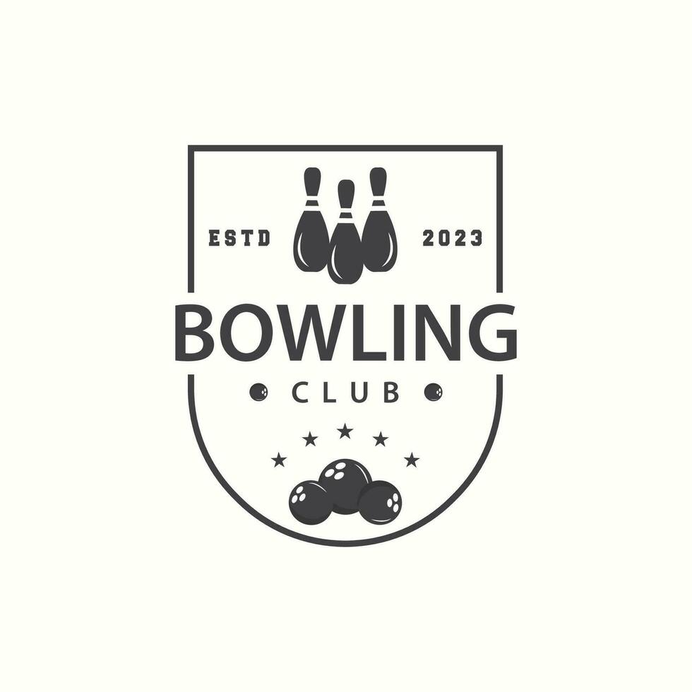 bowling gli sport club logo, bowling palla e perno design vettore torneo templet illustrazione