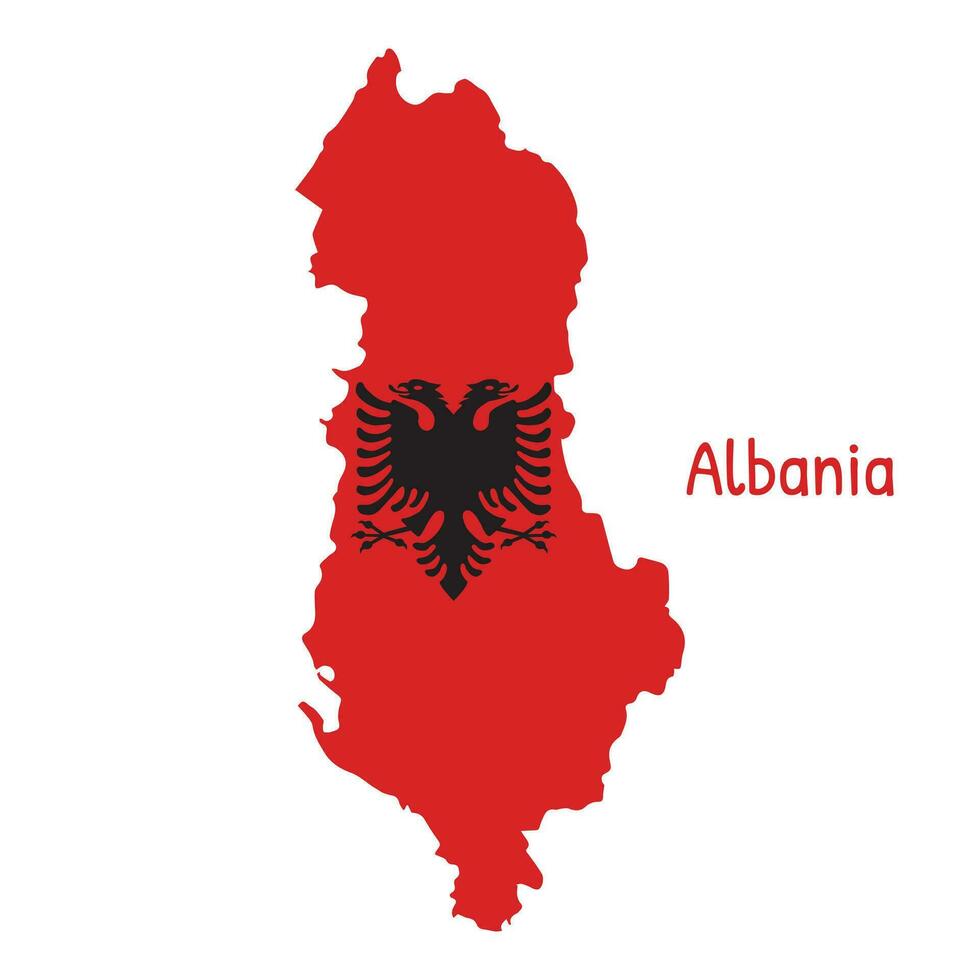 Albania nazionale bandiera sagomato come nazione carta geografica vettore