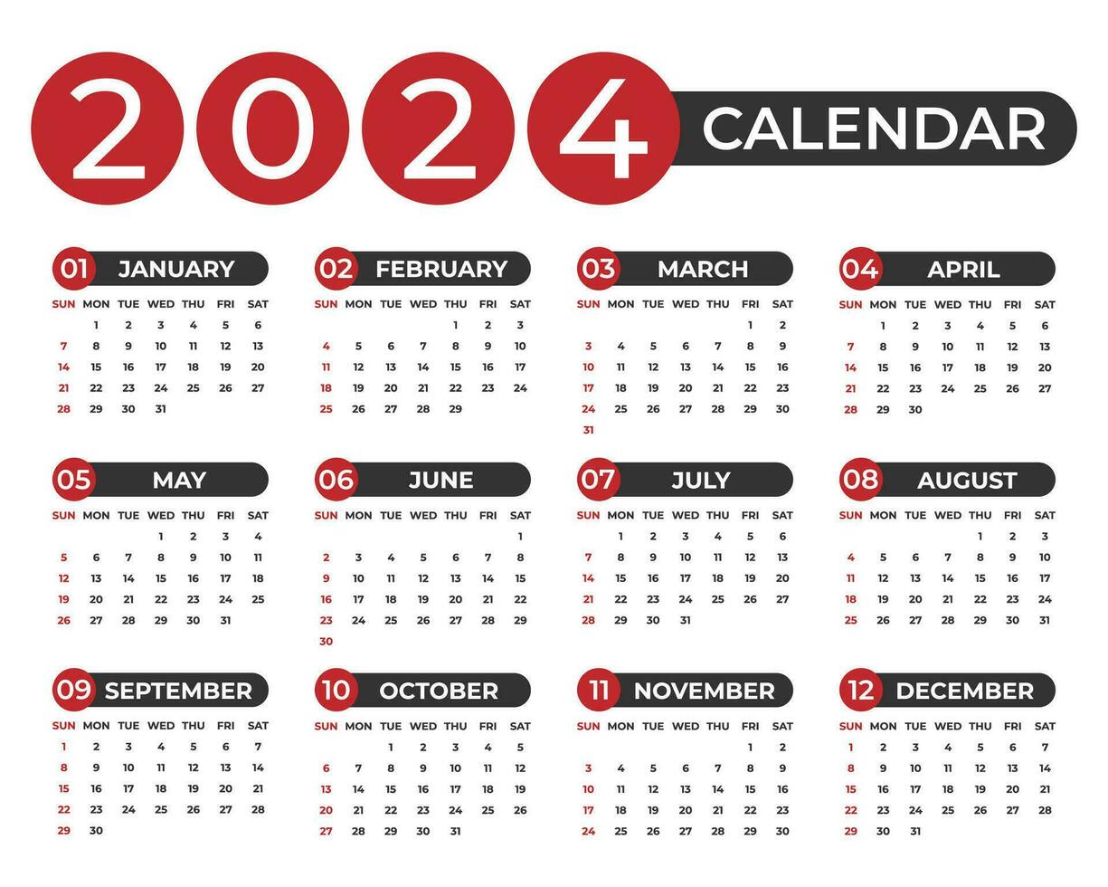 elegante 2024 calendario design modello vettore