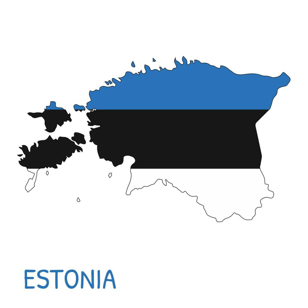 Estonia nazionale bandiera sagomato come nazione carta geografica vettore