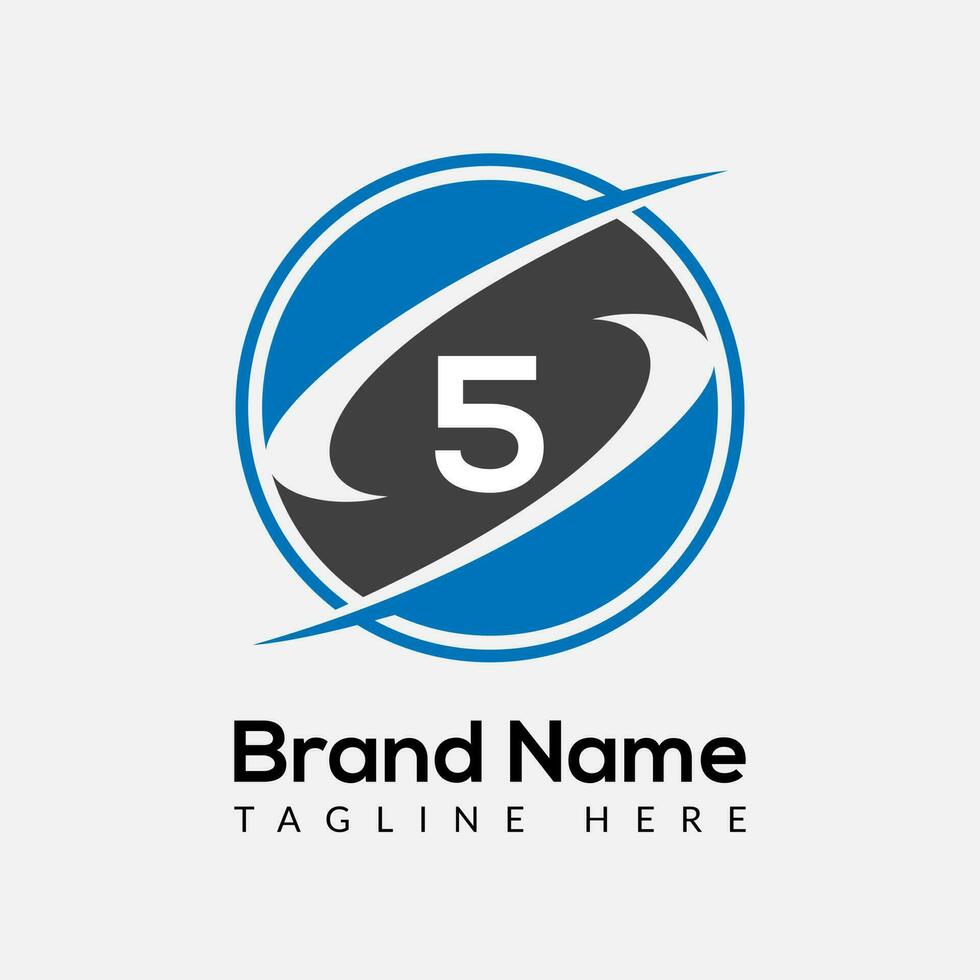 astratto 5 lettera moderno iniziale logo design vettore