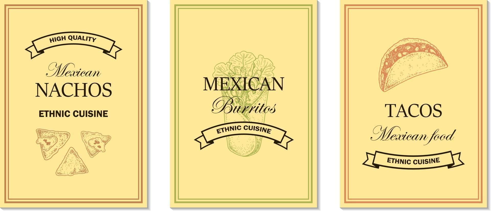 set di disegni di cibo messicano disegnati a mano vettore