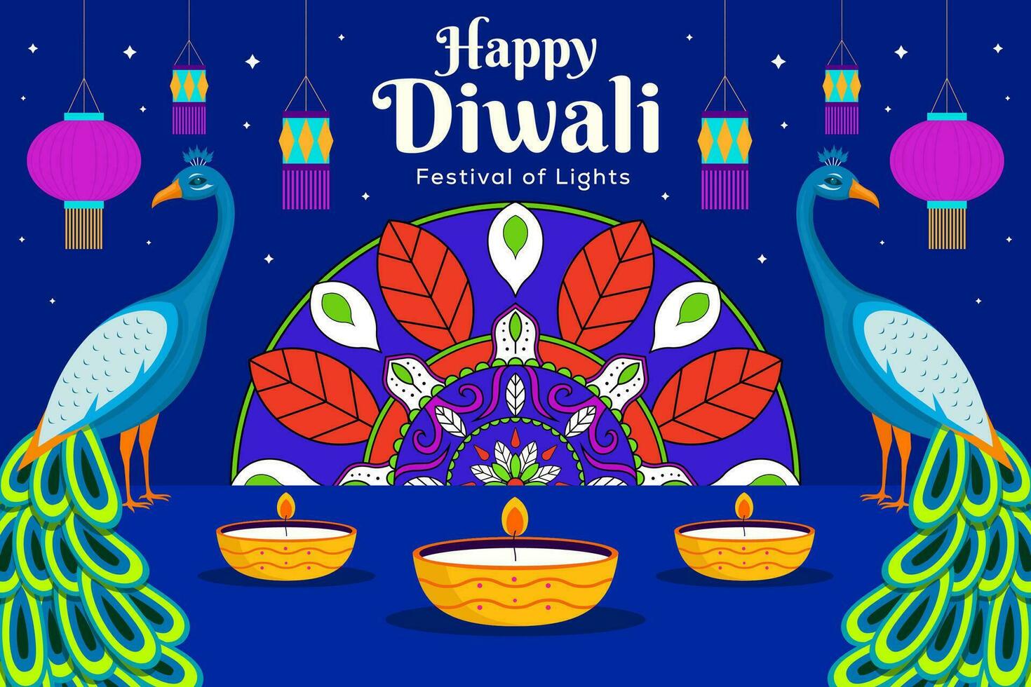 vettore contento Diwali Festival di leggero sfondo illustrazione