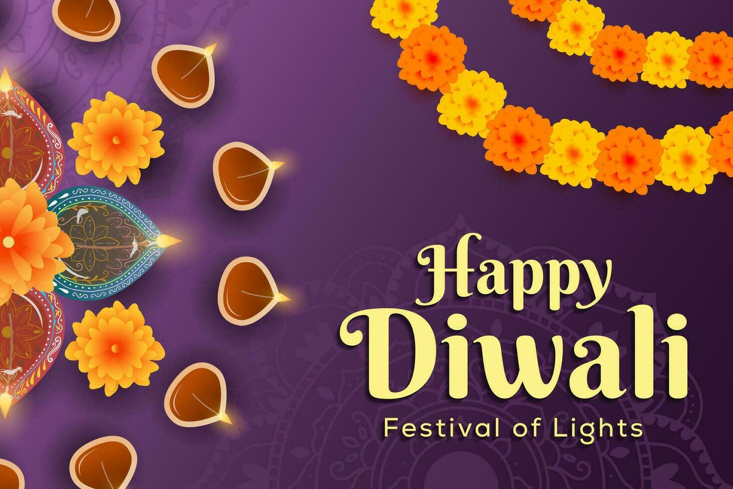 contento Diwali sfondo illustrazione nel pendenza stile vettore