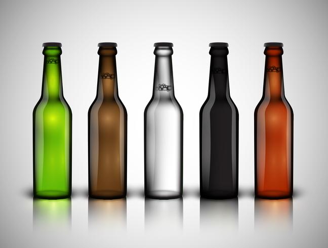 Bottiglia realistica differente di birre, illustrazione di vettore