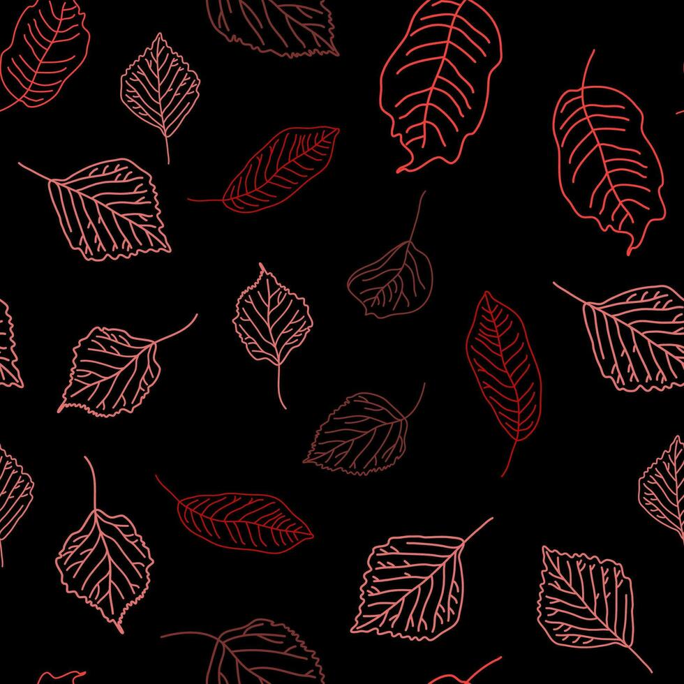 vettore mano disegnato senza soluzione di continuità modello di autunno le foglie di betulla, quercia, acero, cenere alberi