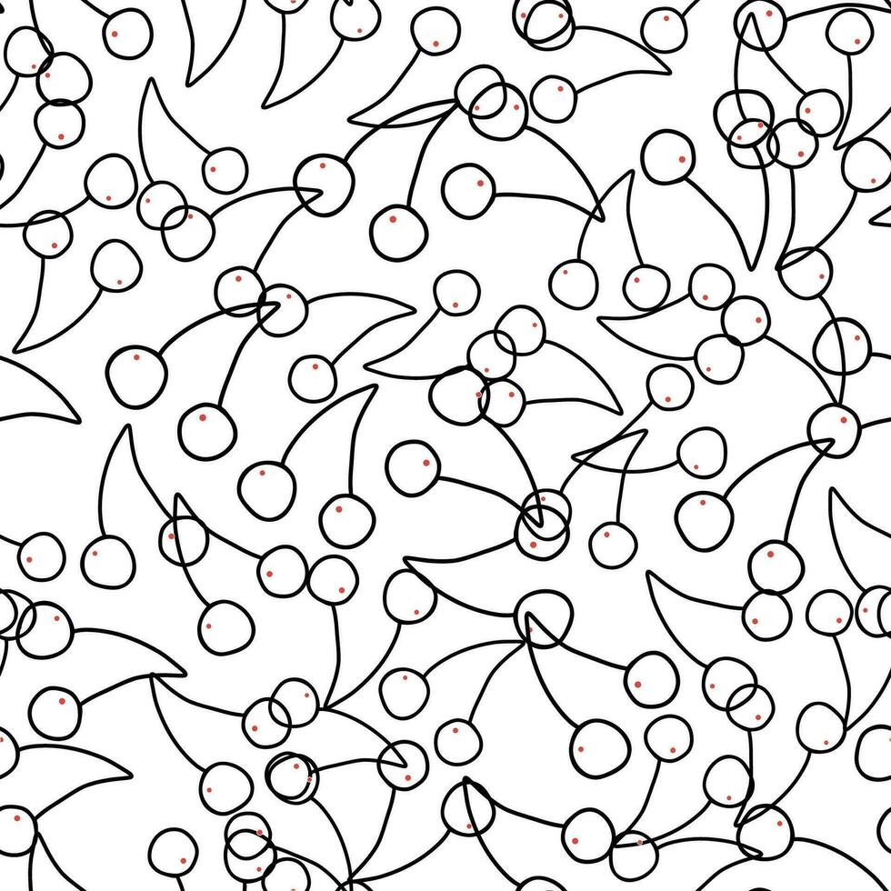 vettore mano disegnato senza soluzione di continuità modello ciliegia su bianca sfondo
