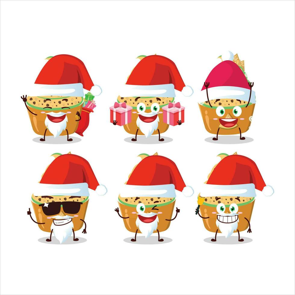 Santa Claus emoticon con ghiaccio crema melone tazza cartone animato personaggio vettore