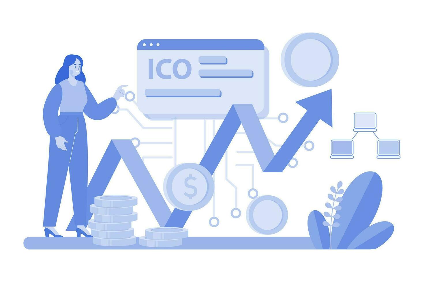 ico blockchain illustrazione concetto su bianca sfondo vettore