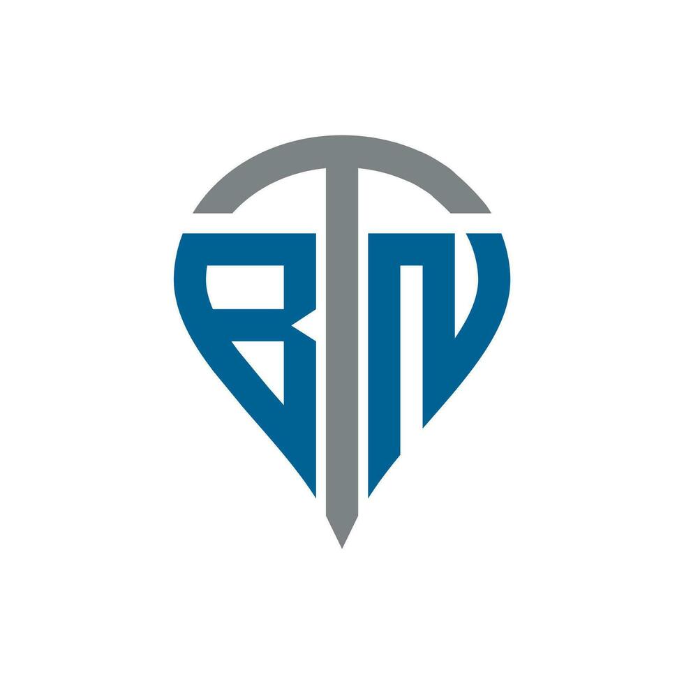 btn lettera logo. btn creativo monogramma iniziali lettera logo concetto. btn unico moderno piatto astratto vettore lettera logo design.