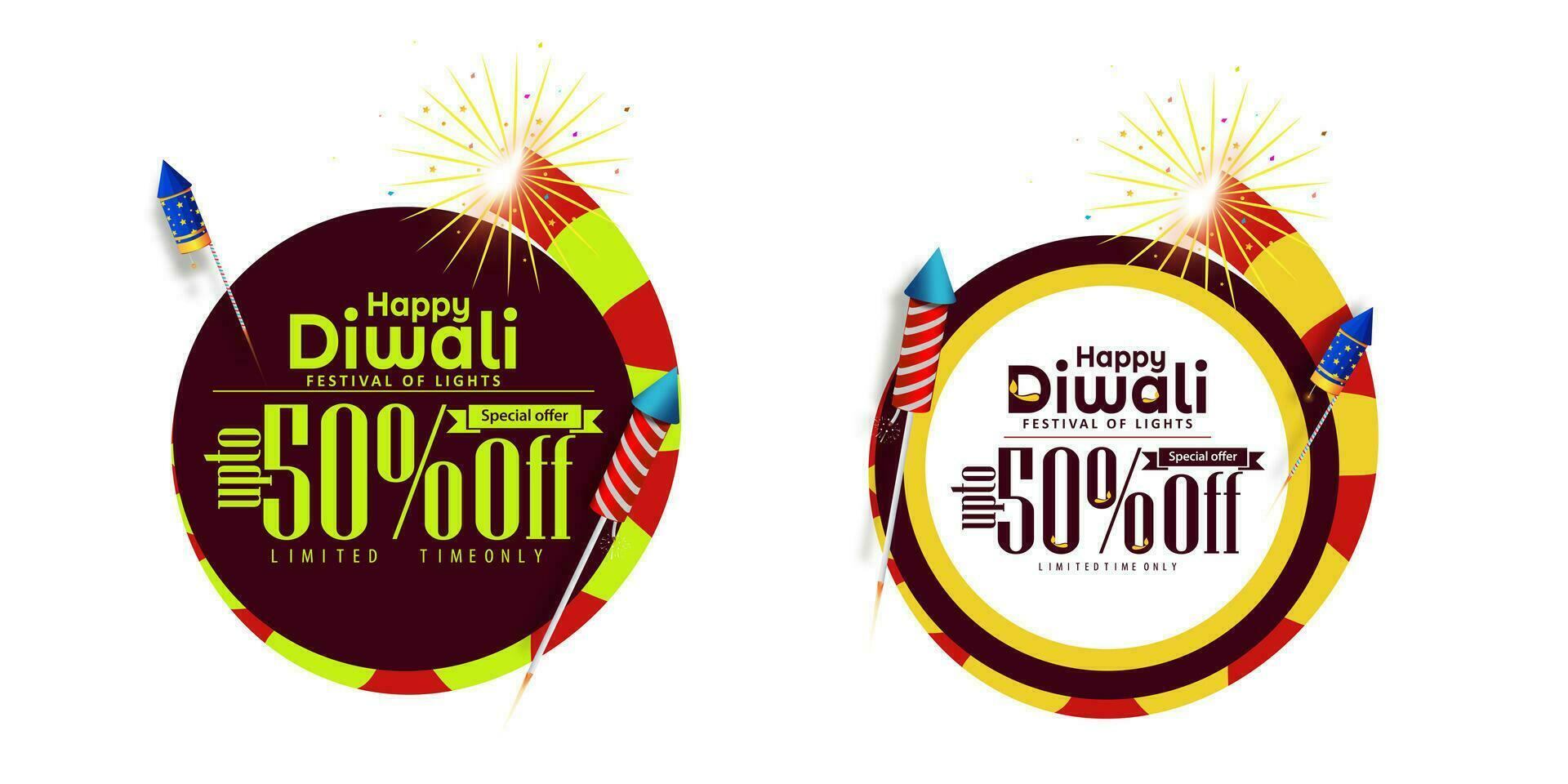 contento Diwali Festival di luci celebrazione vendita bandiera modello design. vettore