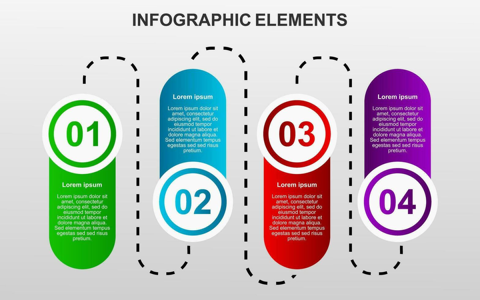 Infografica modello design con 4 passi. Infografica design per presentazioni, striscioni, infografiche e manifesti vettore