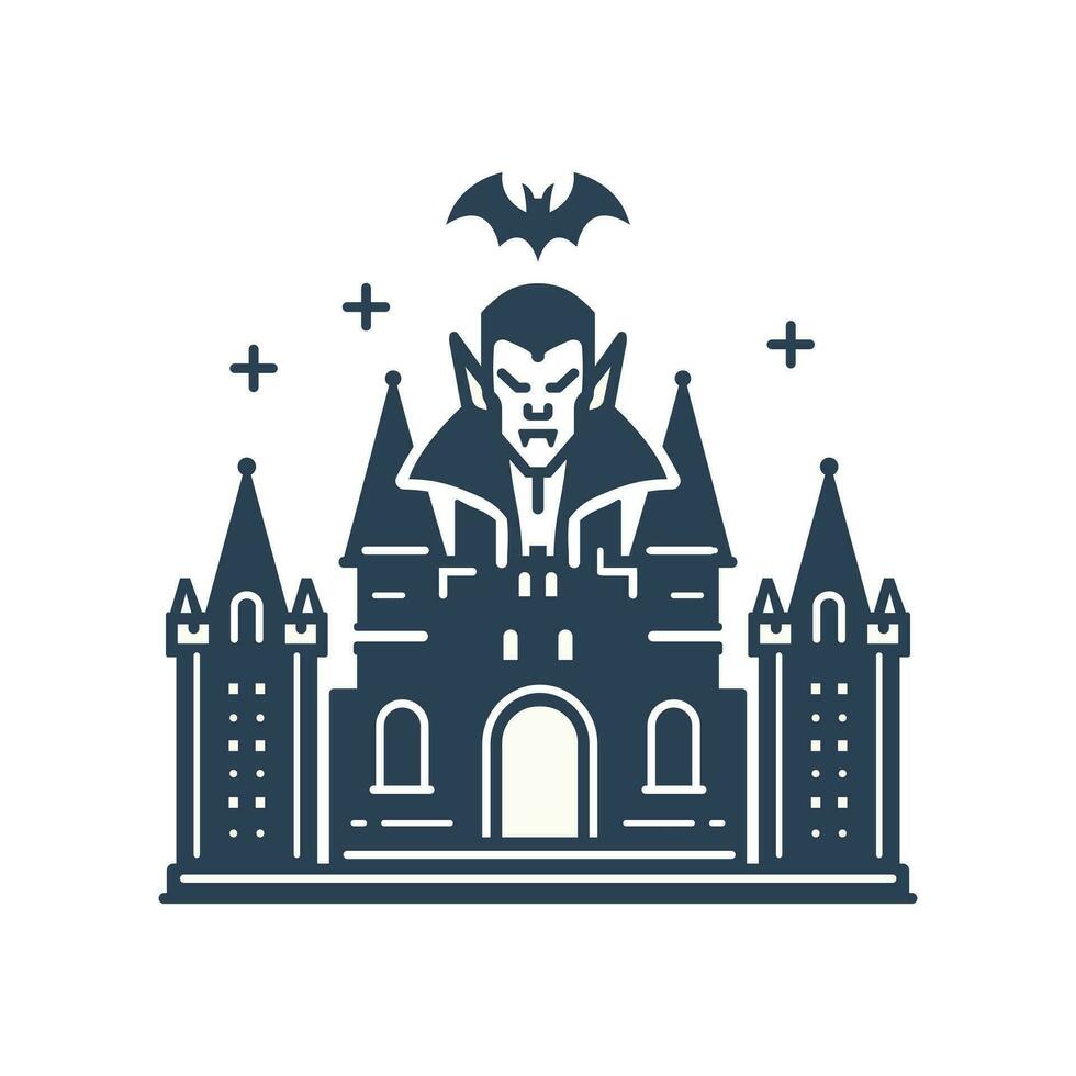 Halloween Gotico spaventoso castello pittogramma. vampiro dracula castello icona. isolato vettore illustrazione