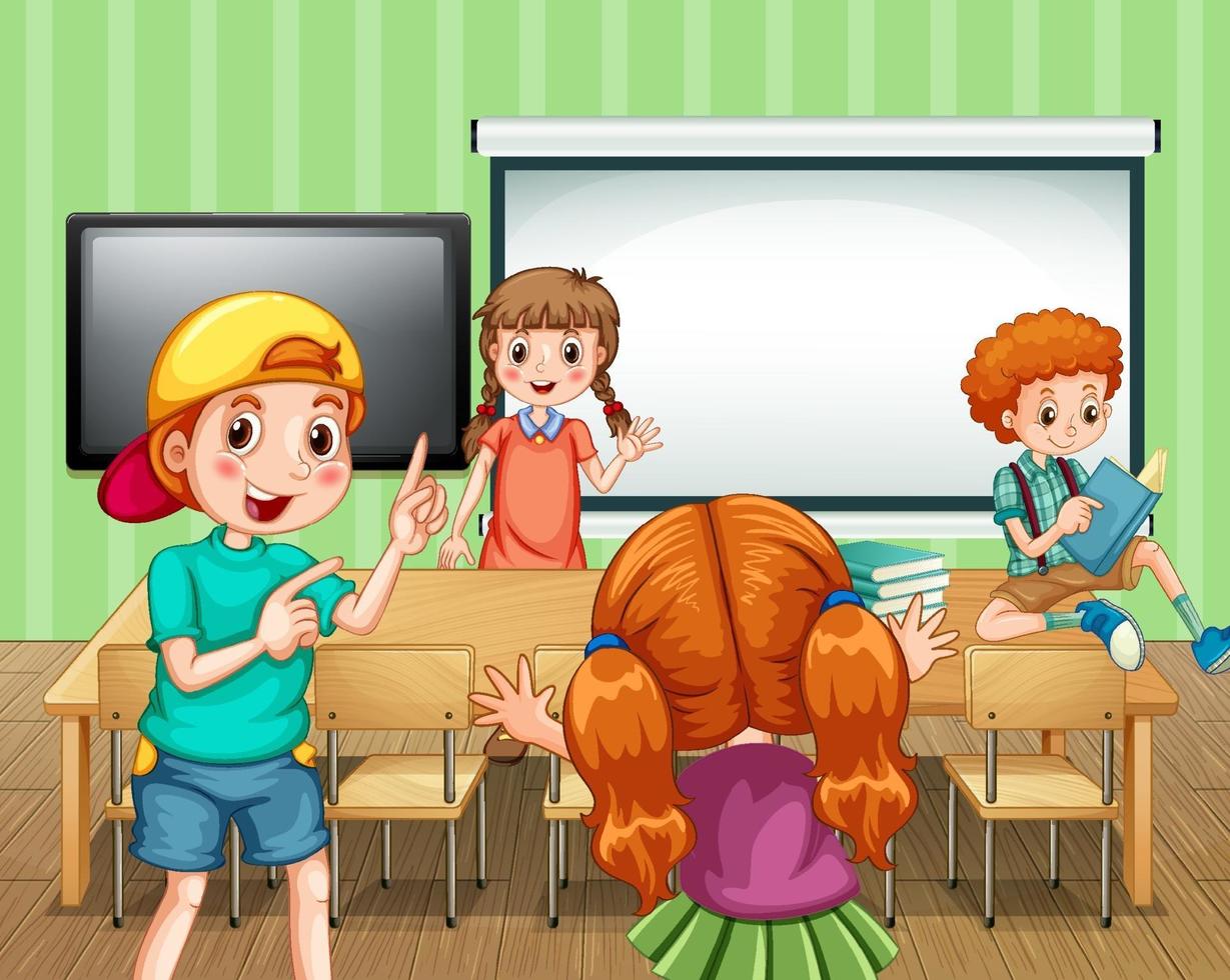 scena con molti bambini in classe vettore