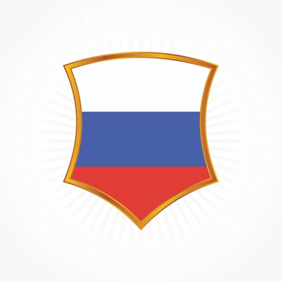 vettore di bandiera della russia con cornice scudo