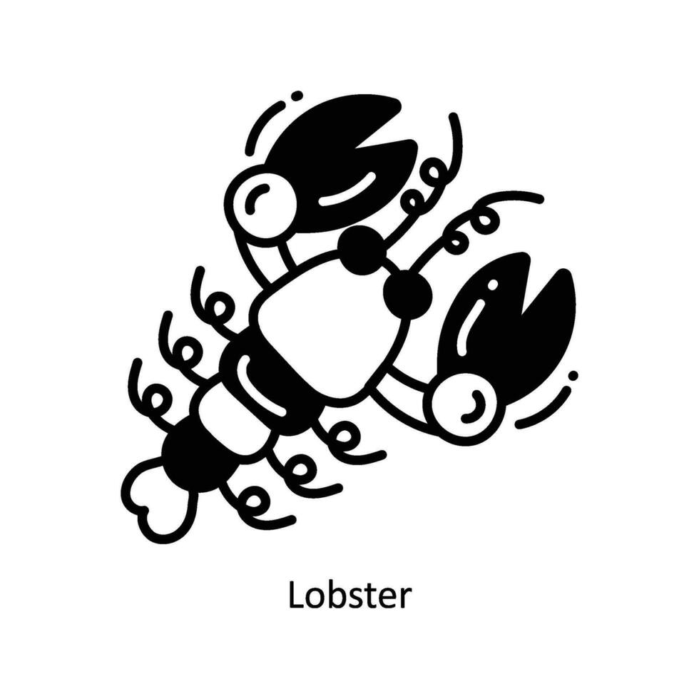 aragosta scarabocchio icona design illustrazione. cibo e bevande simbolo su bianca sfondo eps 10 file vettore