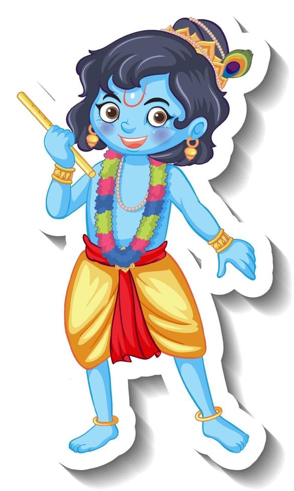adesivo personaggio dei cartoni animati di Lord Krishna Kid vettore