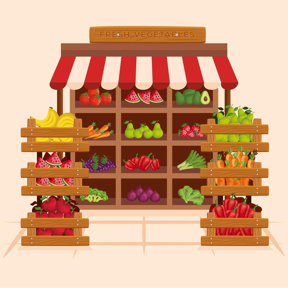 disegno vettoriale del negozio di frutta e verdura