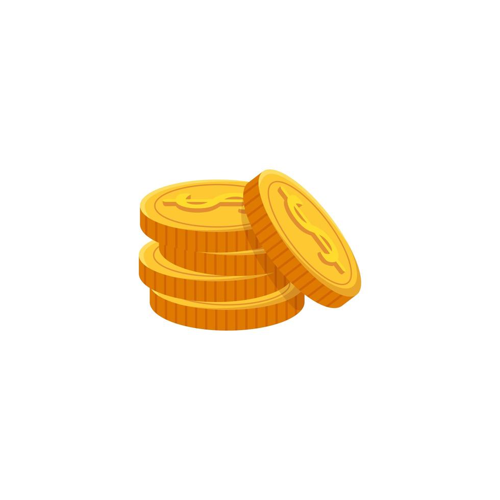 mucchio di monete denaro isolato icona vettore