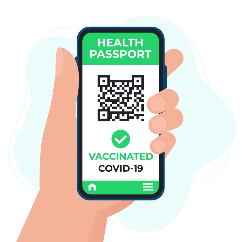smartphone display passaporto sanitario, vaccinazione contro covid-19 vettore