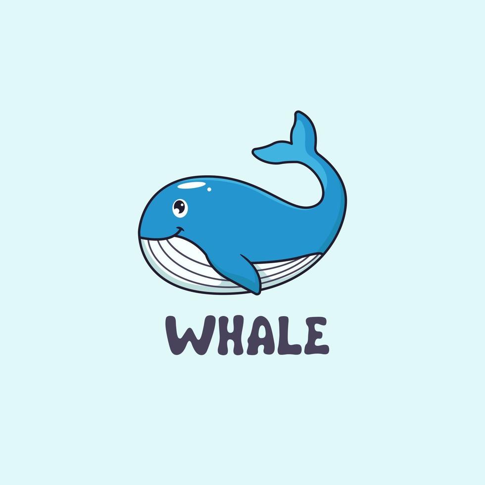 icona del logo giocoso dei cartoni animati della balena vettore